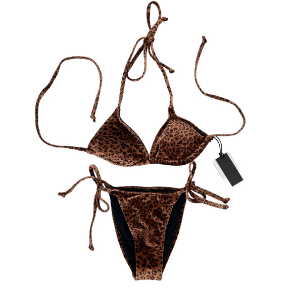 Kendall & Kylie Swim Kendall Kylie Brown Velvet Velour Leopard